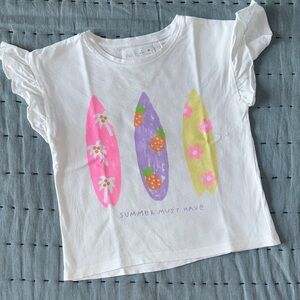 Zara Kids White Tee with Colorful Surfboard Print
